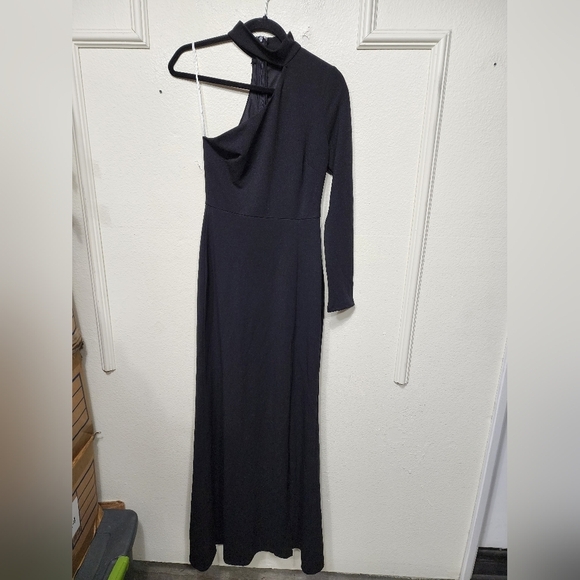 Lulus Keep It Interesting Black Cutout One-Shoulder Maxi Dress S Wedding Party - Picture 6 of 9